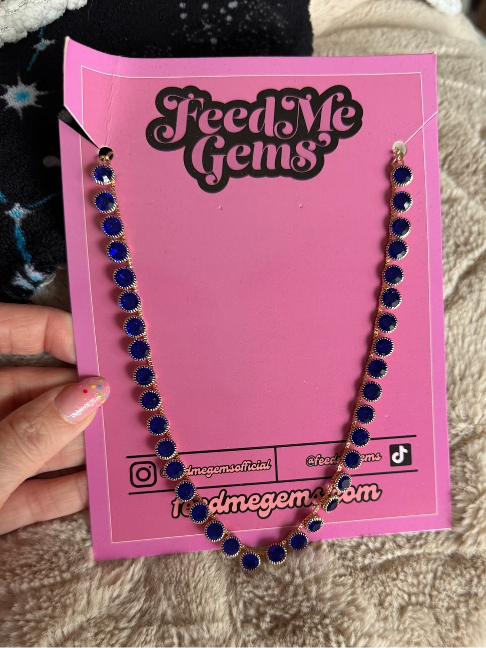 Feed me Gems royal Blue baby heirloom Gemstone Necklace